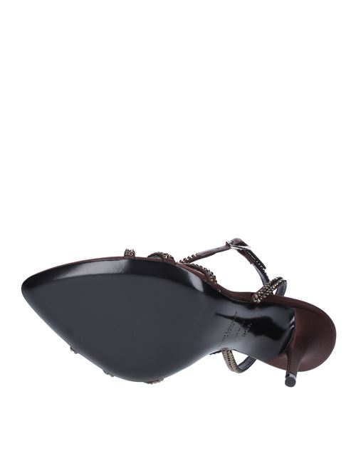 SAINT LAURENT satin and rhinestone sandals SAINT LAURENT | 7315711UUACBRONZO